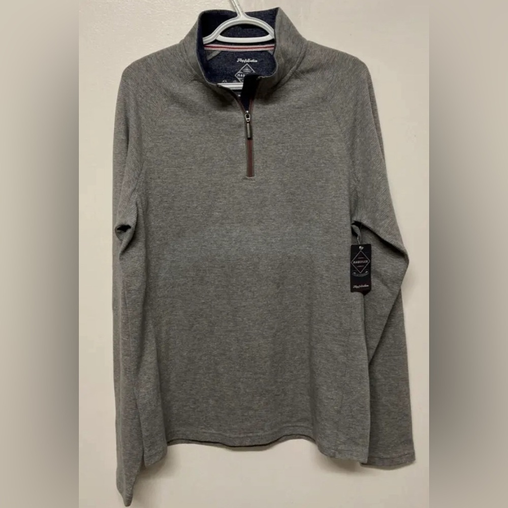 Flag & Anthem Mens 1/4 Zip Sweater Pullover Medium Grey Mid-Weight NWT